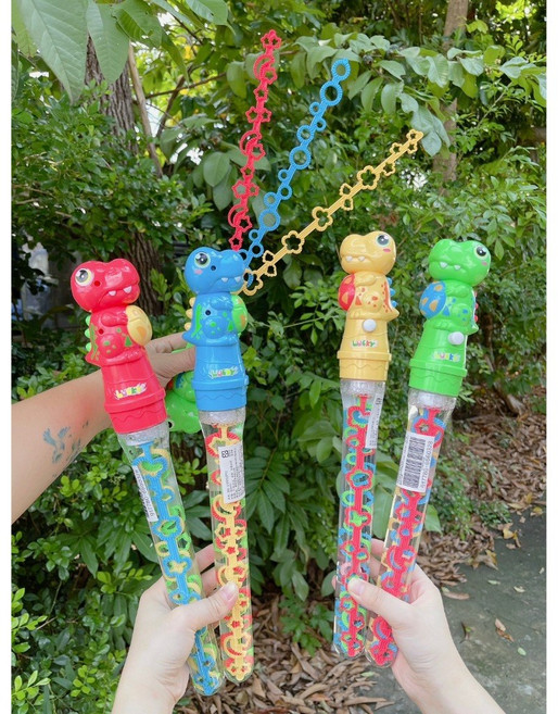 卡通造型恐龍泡泡棒 戶外玩具 吹泡泡, 1個, 多孔三刷恐龍泡泡棒/紅色多孔三刷恐龍