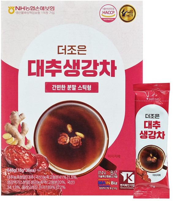 더존건강 더조은 대추생강차, 1개, 36개입, 18g