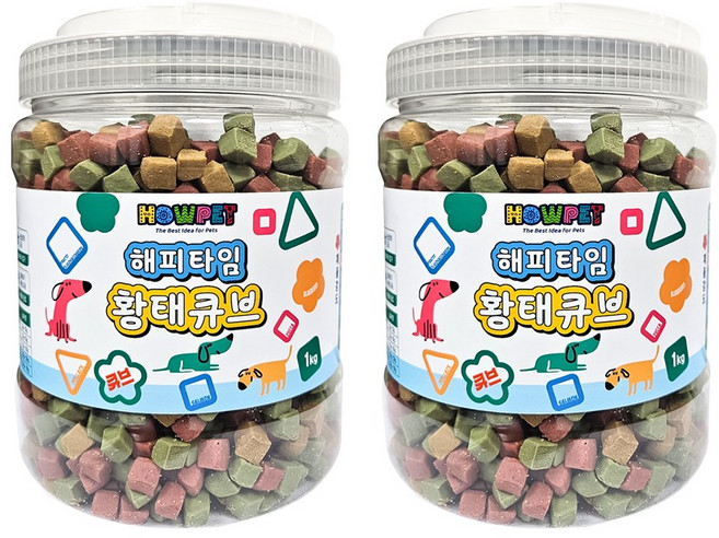 하우펫 해피타임 황태큐브 1kg x 2개 가수분해 알러지 예방 강아지 노즈워크 칭찬간식 교육용 훈련용 황태져키 대용량, 황태