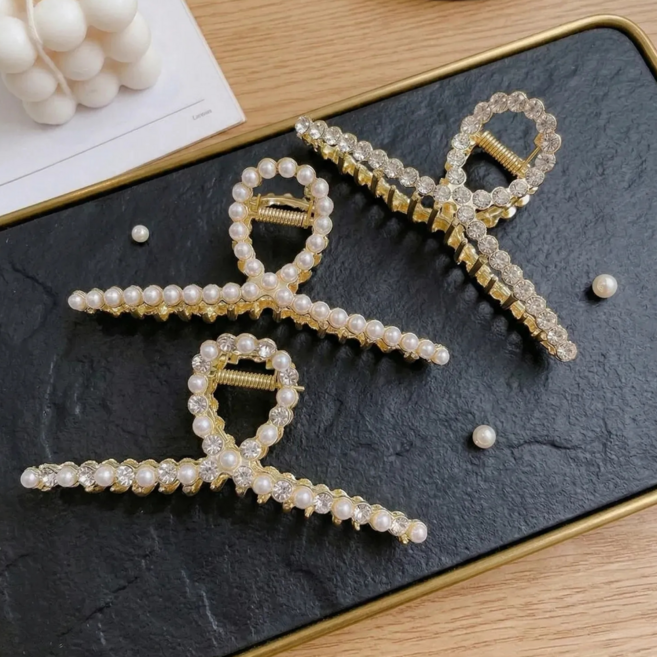 르시엘 럭셔리 진주 큐빅 대형 집게핀