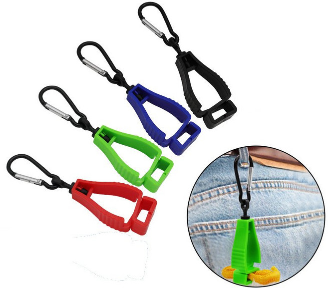 까마느 장갑 고정 집게 도구 분실 방지 비너 클립 버클, 1세트, 블랙+레드+그린+블루
