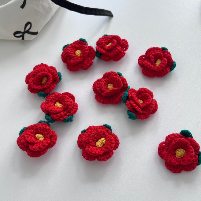 니트 뜨개 동백꽃 꽃 뱃지 자석 컬러 비비드 여름 바다 제주도 여수 냉장고 마그넷 소품샵, 자석형