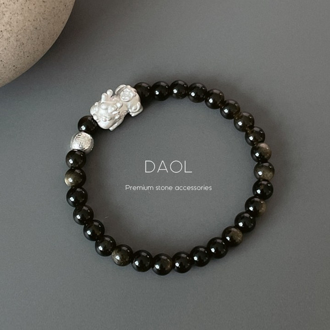 복을 불러오는 AA급 흑요석 아기 비휴 팔찌 재물팔찌