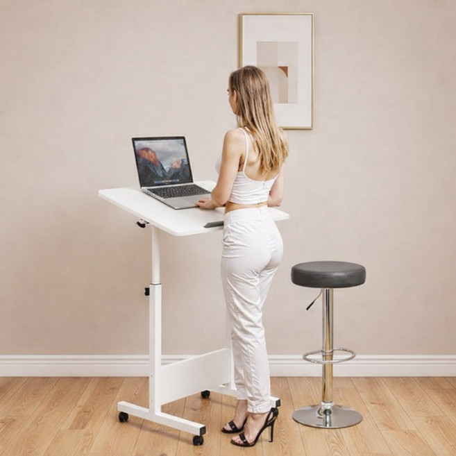 프리미엄 높낮이 조절 서서 공부하는 스탠딩 책상 데스크, 화이트