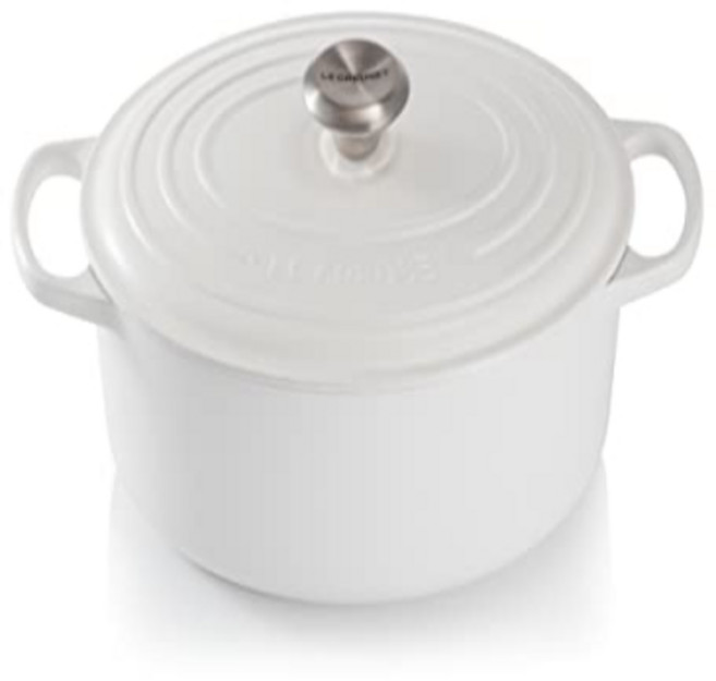 Le Creuset Enameled Cast Iron Signature Oval Dutch Oven Le Creuset 에나멜 주철 시그니처 타원형 더치 오븐 5쿼트. 하얀, 1개, White