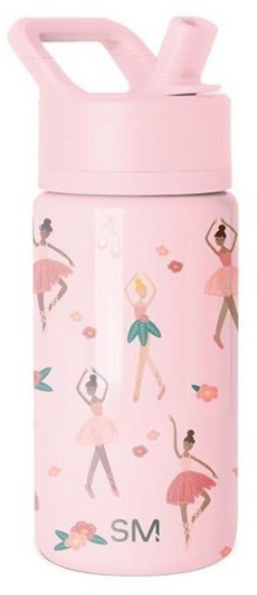 Simple Modern 아동용 서밋 빨대 뚜껑 포함 물병 | 디즈니 픽사 토이 스토리 532.3ml(18온스) 스테인리스 스틸 컵 단열 텀블러 남아 여아 학교용 | 서클, Pink Ballerina
