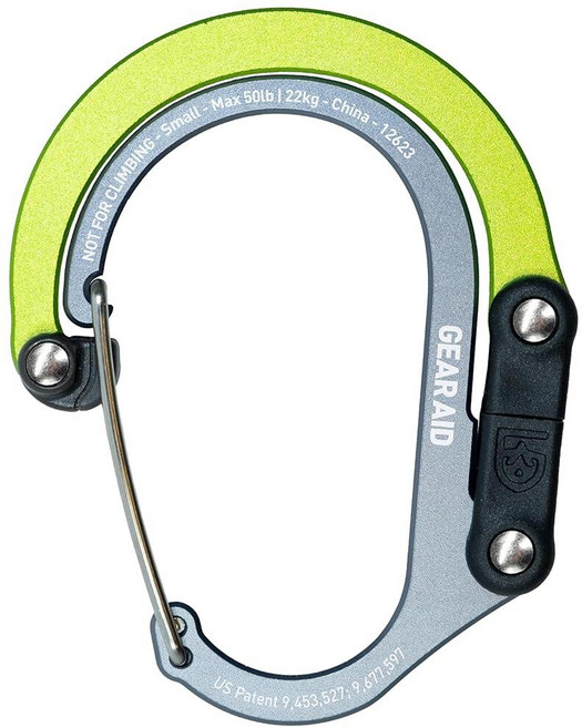 148824 GEAR AID HEROCLIP 카라비너 클립 및 후크 (스몰) 지갑 유모차 백팩용 블랙 앤 블루 2팩, 1 Pack, Nav Green