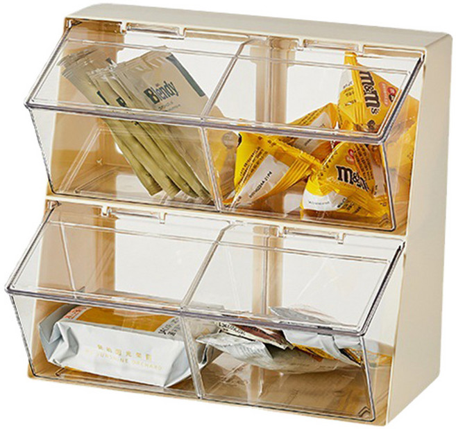 HK.sell 네츄럴 플로우 2단 다용도 커피캡슐 보관함, 크림색, 1개