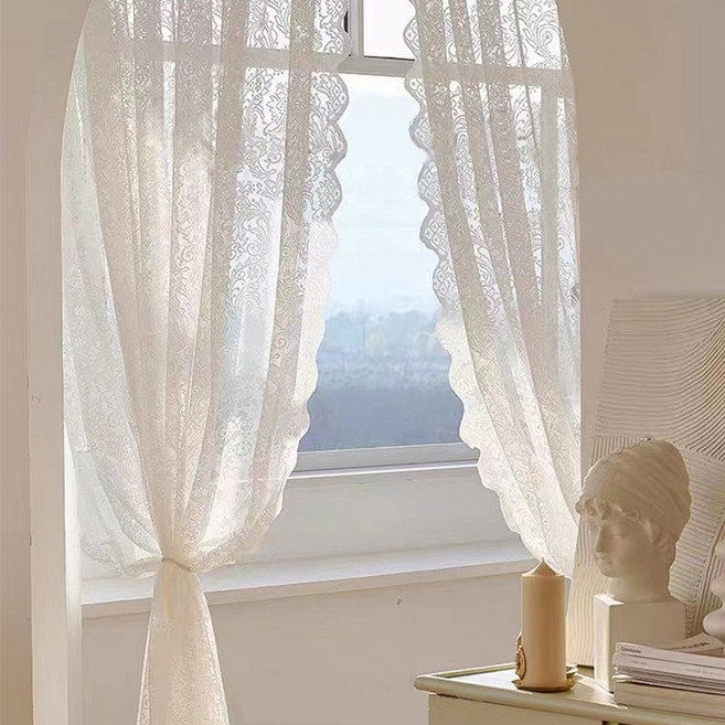 펄 레이스 북유럽 쉬폰커튼 화이트 1p 2p
