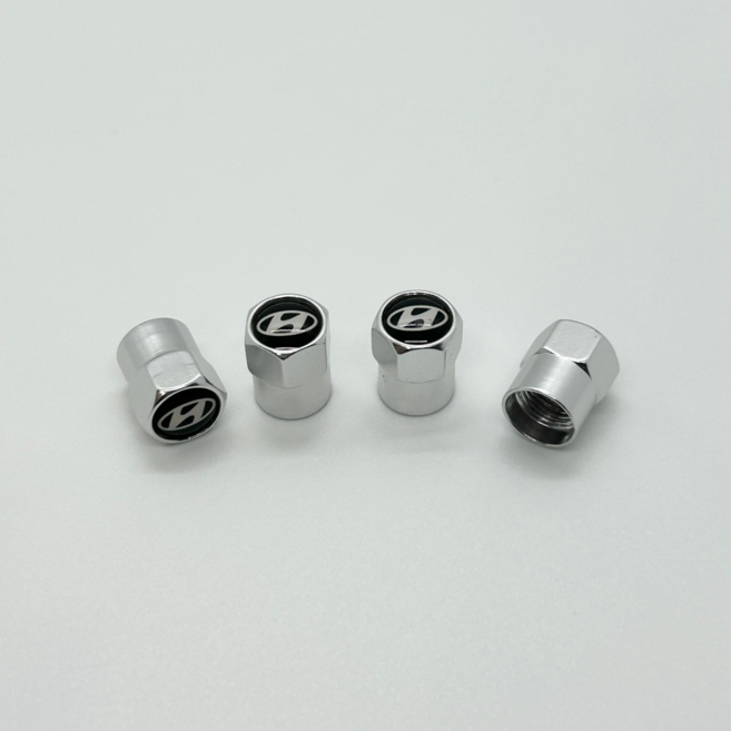 현대 타이어 밸브캡 에어캡 마개 현대자동차 Hyundai 호환품 [4P 세트] 캐스퍼 베뉴 코나 아반떼 소나타 그랜져 투싼 싼타페 팰리세이드 아이오닉, 현대 - 실버, 4개