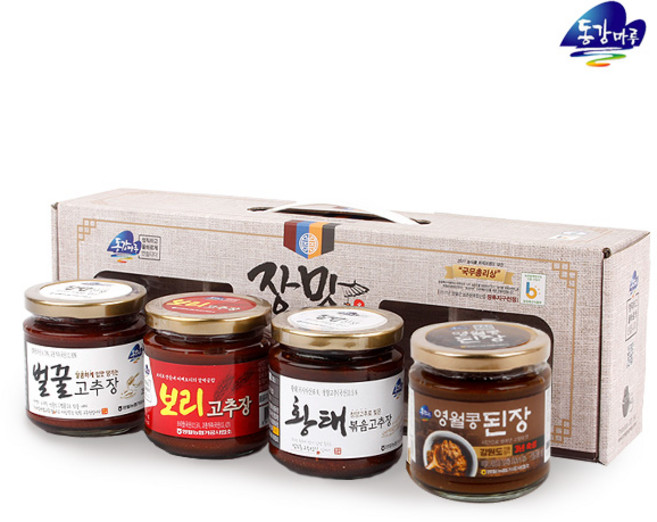 [영월농협 직송] 장맛장류4종 선물세트 (벌꿀고추장 보리고추장 황태볶음고추장 된장), 1개
