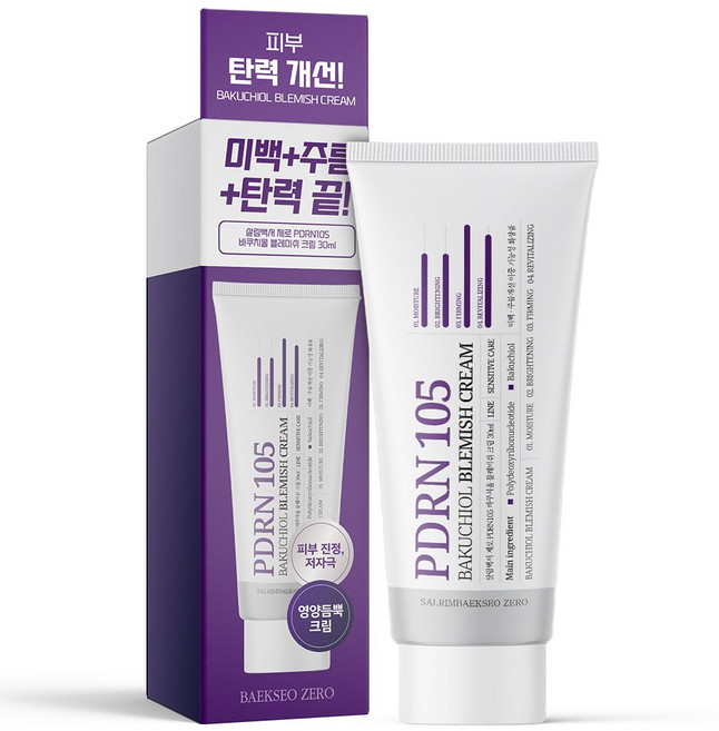[피부 탄력 개선] 살림백서 제로 PDRN105 바쿠치올 블레미쉬 크림 30ml 미백 주름 개선 탄력 흔적 개선, 1개