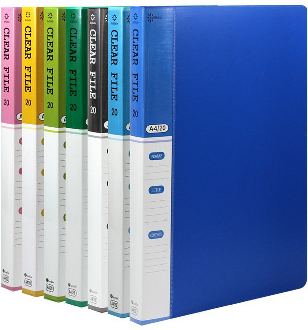 [인터탑] 플랜 A4 20매 40매 인덱스 클리어파일, 인덱스클리어화일(40매), 20개, 하늘