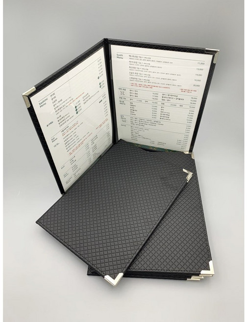 을지메뉴 고급 2단 표지부착형 퀼팅 메뉴판 A4 L M사이즈 고급메뉴판 식당 카페 레스토랑 카페메뉴판 메뉴판제작 메뉴판디자인 책자 미용실가격표 판때기 서류철 테이블메뉴판, 1개