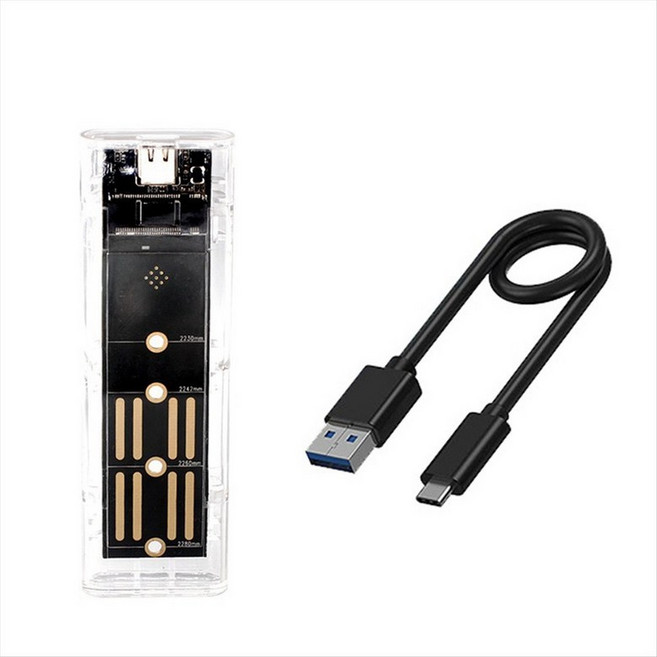 RGB M2 NVMe PCIE SSD 케이스 M.2 NVMe SSD 인클로저 M 키 SSD용 10Gbps M.2-TYPE-C 하드 드라이브 인클로저, 블랙 &amp; 투명, 1개