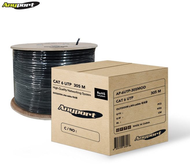 애니포트 CAT 6 UTP 옥외용 랜케이블 AP-6UTP-305MOD, 1개