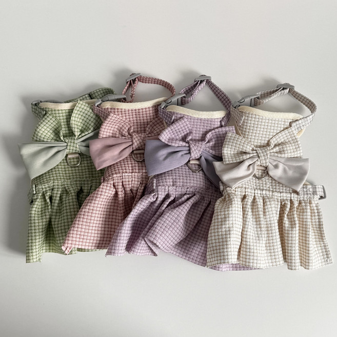 BUNNY PET 소형견 강아지 고양이 산책줄 리본하네스, 퍼플, 1개