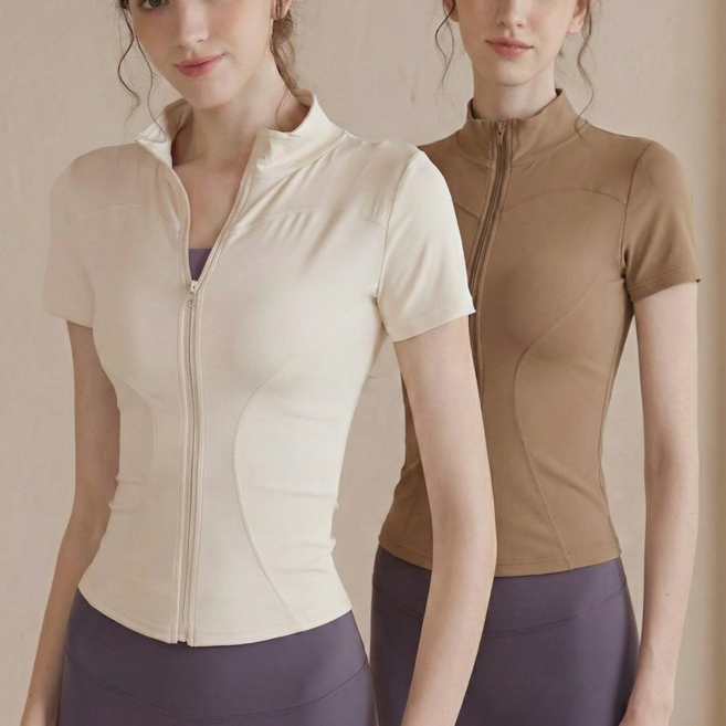 1+1 이프노스 반팔 자켓 요가 필라테스 러닝 헬스 요가복 레쉬가드