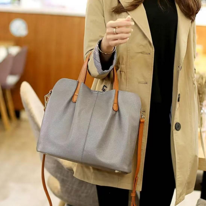 Mimi Market 프리미엄 천연소가죽 여성 토트백 가볍고 부드러운 크로스 숄더백