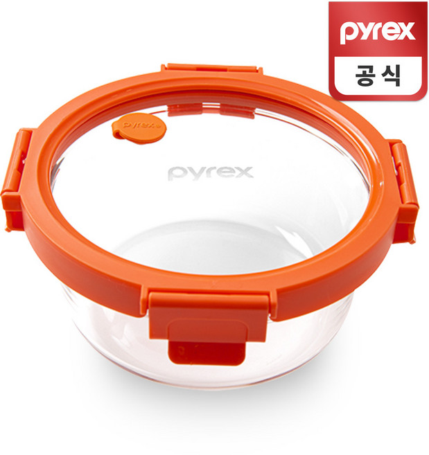파이렉스 스팀 앤 올 글라스 원형 밀폐용기 Orange 650ml, 1개