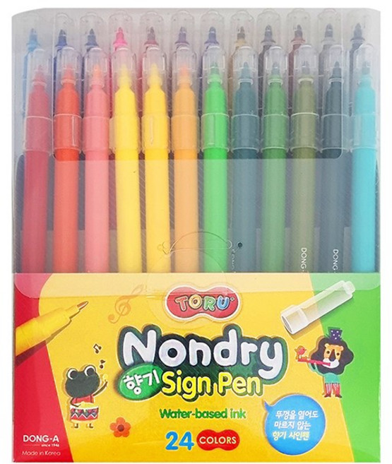 토루 논드라이 향기 사인펜 24색, 혼합색상, 1개