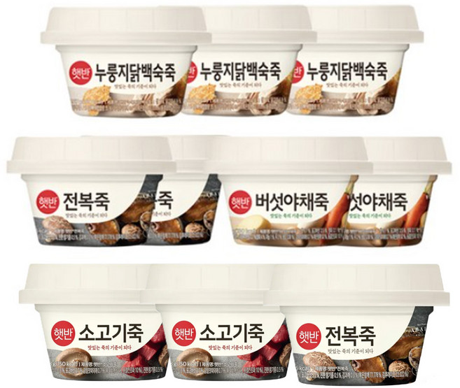 총 10개입/280g 비비고 닭백숙3 전복3 버섯야채2 소고기죽2, 1세트, 280g