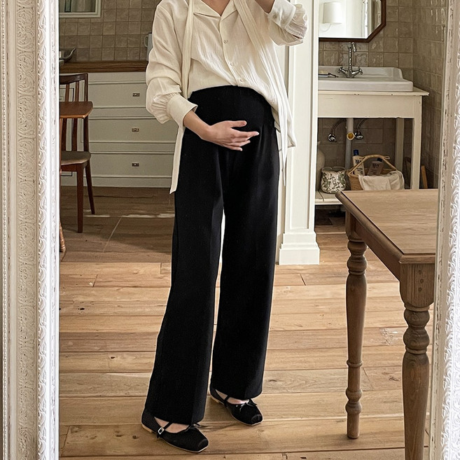 임산부 일자핏 슬랙스 임부복 바지 사계절 여름 겨울 기모 키작녀 출근룩 임부 팬츠