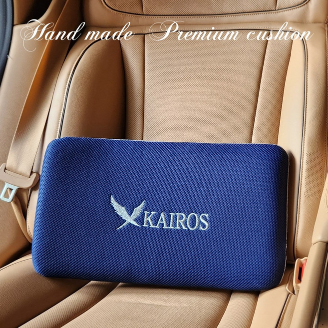 카이로스 허리착 차량 자동차 허리쿠션 등받이 받침대 장거리 운전 허리디스크 통증완화 요추쿠션, 1개, 블랙+더스트백