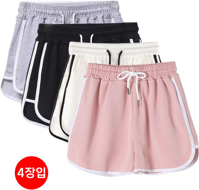 TIMEPURE 1+1+1+1 여성용 하이웨이스트 요가 러닝 루즈핏 와이드 3부 기장 운동 반바지