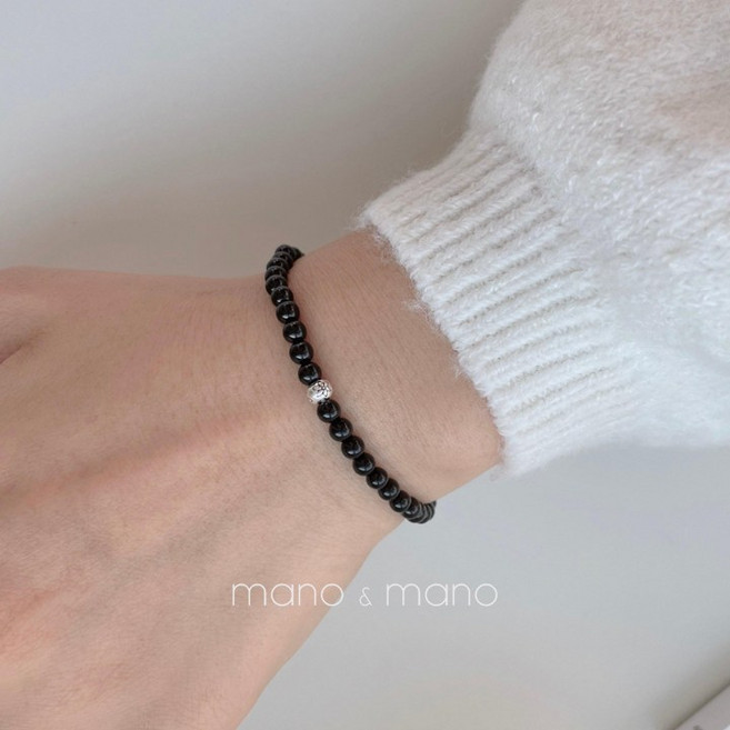 925실버 행운 연꽃 은볼 4mm 원석 팔찌 5종 심플 염주팔찌