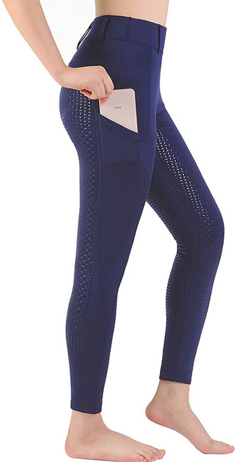SABU 여성 승마 바지 레깅스 실리콘 승마복, 네이비, M, 1개