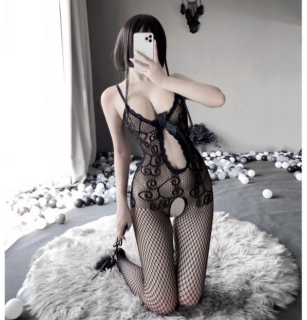 網衣 開襠 美腿黑絲襪 漁網襪 情趣角色服 黑色網格襪 性感連身