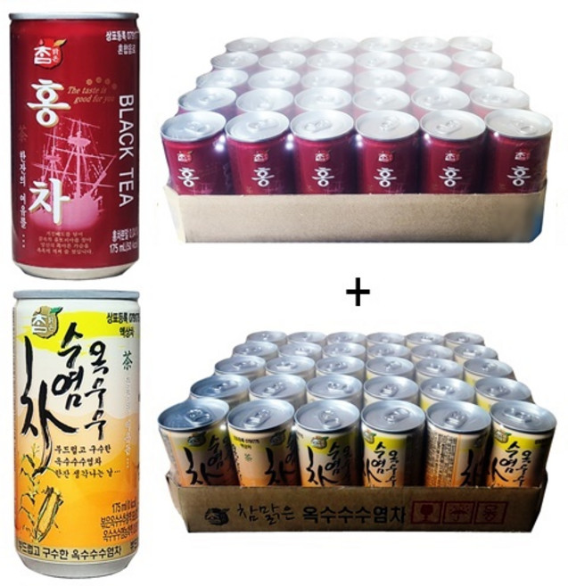 참맑은 홍차 175ml(30캔) + 참맑은 옥수수수염차 175ml(30캔), 60개, 175ml