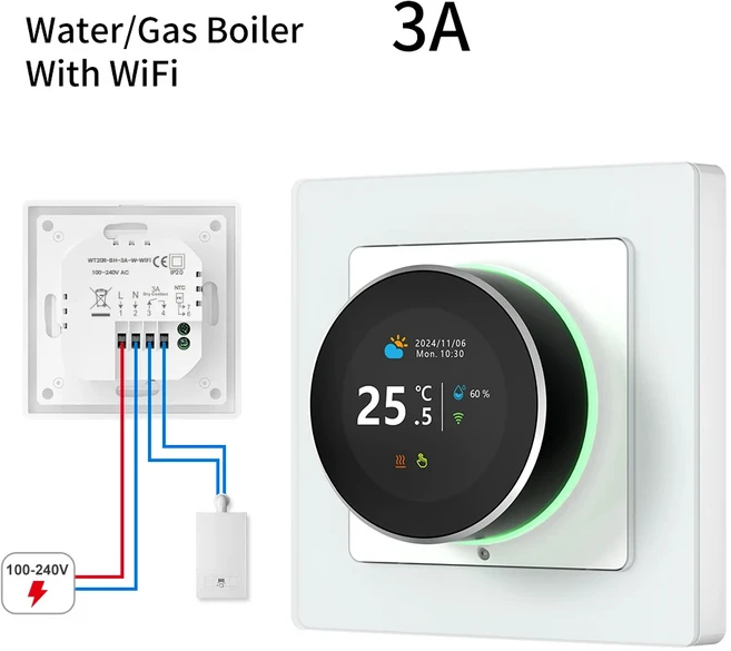 AVATTO Tuya WiFi 스마트 노브 온도 조절기 수성 가스 보일러 용 컨트롤러 전기 난방 장치는 Alexa Google, 01 WiFi WaterGas Boiler
