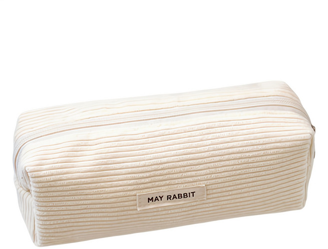 심플 코듀로이 파우치 필통, 화이트, 1개