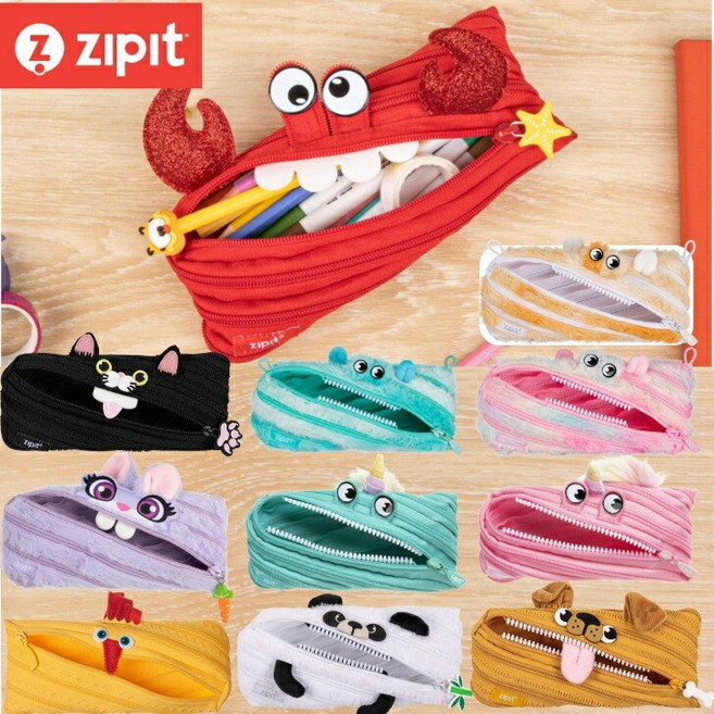 집잇 필통 ZIPIT 펜케이스 동물 유니콘 지퍼 풀리는 필통, 고양이