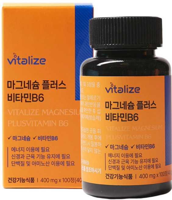 바이탈라이즈 마그네슘 플러스 비타민B6, 1박스, 100정