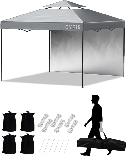 텐트 천둥천막 접이식 캐노피 천막 지붕형 몽골텐트 접이식 캐노피차양막 행사용 방수, 그레이