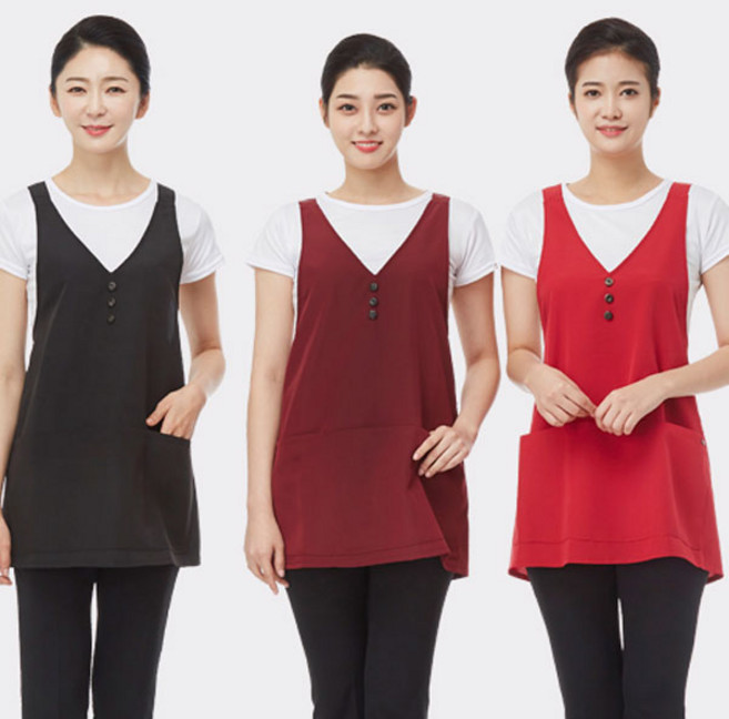 라인 포그니 맵시 미니 유니폼 앞치마 LN 6043 레드 (Red), LN 6041 블랙(Black), 1개