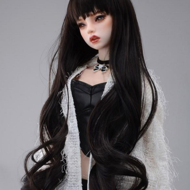 돌모아 구체관절인형 8-9인치 롱 웨이브 블랙 가발 (8-9) Long WD Wave Wig (B Black), 1개