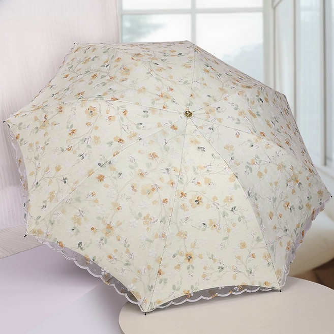 빅무드 플라워 암막 양산 겸 우산 이중 망사 레이스 3단 접이식 우양산