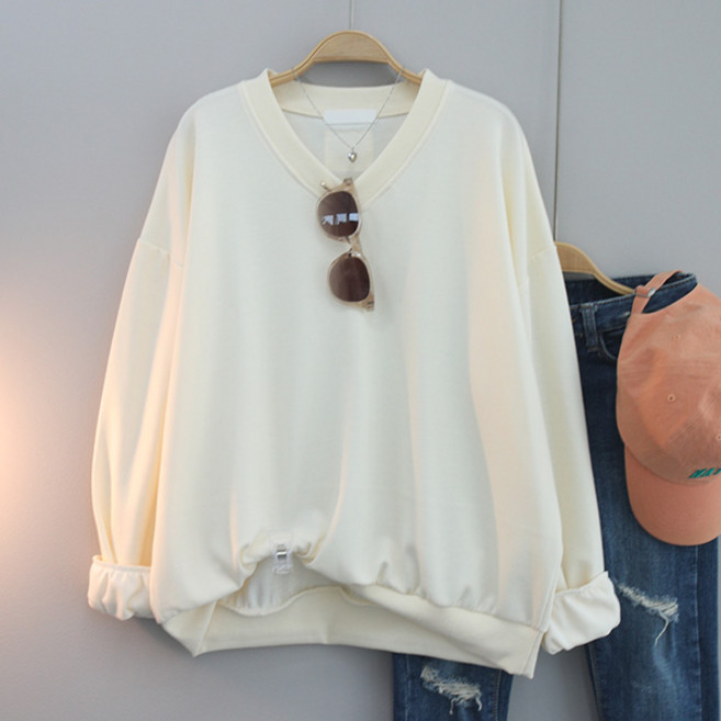 달콩 여성 봄신상 긴팔티 백라벨브이넥맨투맨