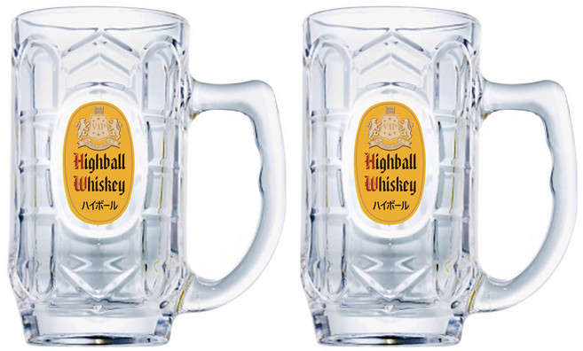 카자리코 하이볼잔 375ml 글라스 위스키잔 칵테일잔 맥주잔 투명 강화유리, 2개