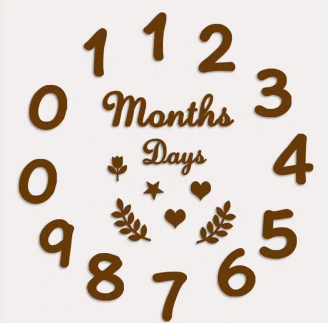 레몬스튜디오 펠트 레터링 아기 셀프촬영소품 백일 돌잔치 셀프촬영, 다크브라운, 1세트