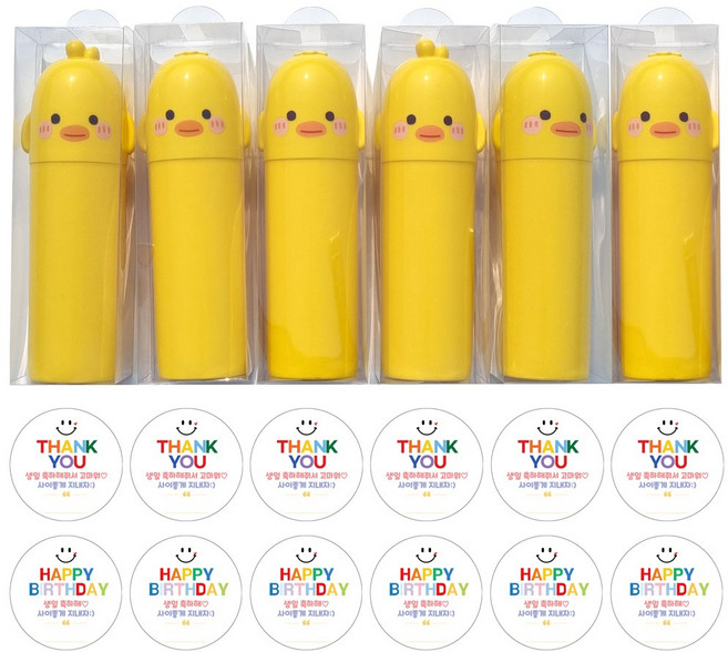 어린이집 답례품 유치원 생일선물 병아리 칫솔통 구디백 6p + 스티커12p, 1세트