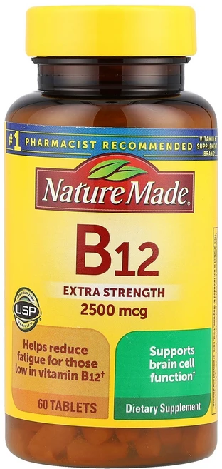 Nature Made 네이처메이드 비타민B12 60 태블릿 활력 영양제, Nature Made 네이처메이드 비타민B12 60 태, 1개, 60정 - 쿠팡