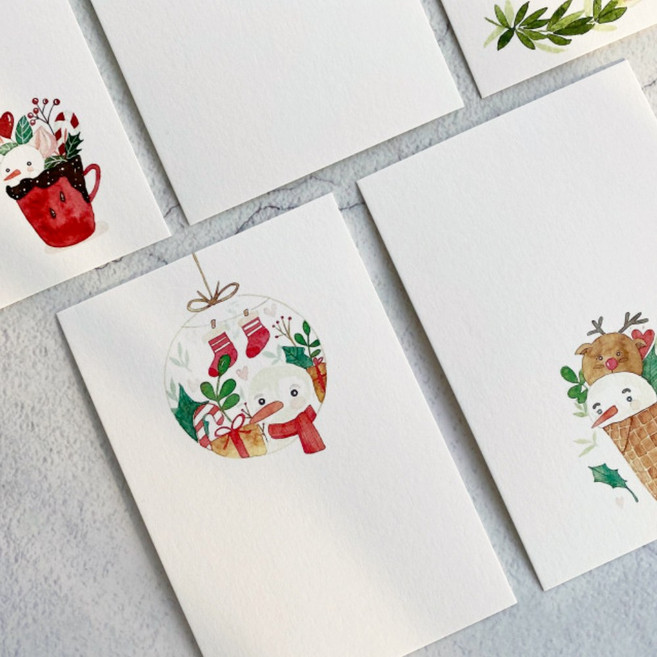 크리스마스 일러스트 그림엽서 캘리그라피 수채화 인쇄엽서, 6.레드베리, 4x6(10x15cm)