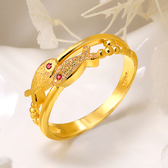 골드앤 순금 24K 트윈피쉬 반지_3.75g 행운 물고기 볼륨