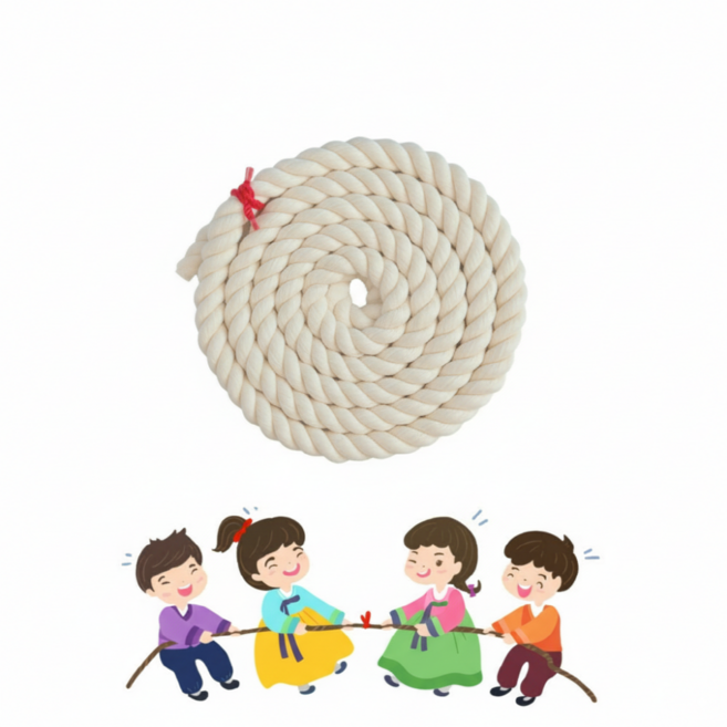 순면 어린이 줄다리기 줄 (10m) 밧줄 로프 단체줄넘기 유아 아동 운동회 체육대회 KC인증