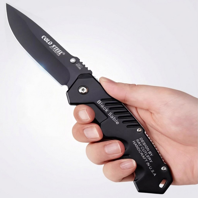 맥가이버탈 캠핑나이프 캠핑용칼 콜드스틸 블랙나이프 접이식칼, 1개, 블랙